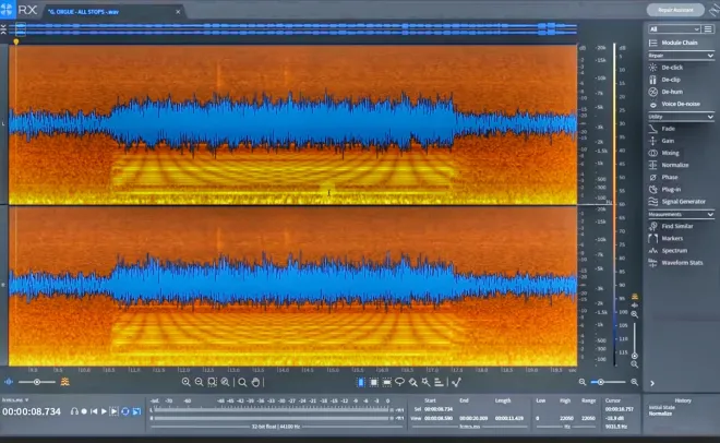 iZotope RX audio cleanup screen